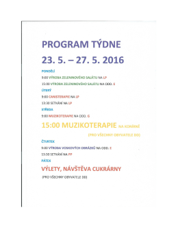 Program na t&yacute;den 23.5.