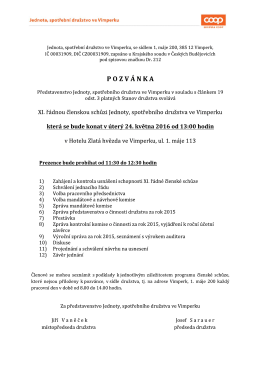 Pozvánka (PDF dokument) - Jednota, spotřební družstvo ve Vimperku