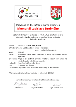 Pozvánka na Memoriál Ladislava Drobného