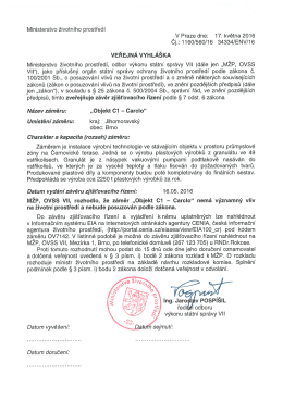Vyhláška - Ministerstvo životního prostředí