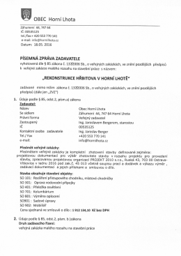 15/2016 - Zpráva zadavatele-Rekonstrukce hřbitova v