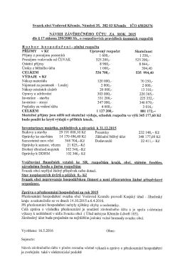 DSO Vodovod Návrh závěrečného účtu za rok 2015