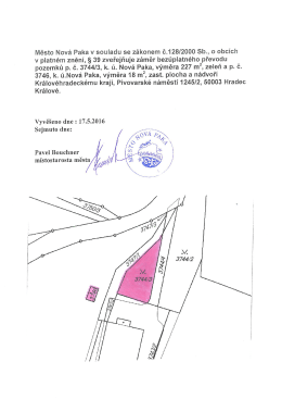 Záměr bezúplatného převodu pozemků, k.ú. Nová Paka