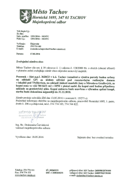 záměr prodeje pozemku pod Třešňovkou RD
