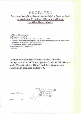 Pozv&aacute;nka na ZO 25.5.2016