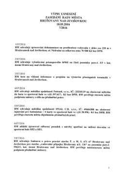 Výpis usnesení zasedání Rady města Hrušovany nad Jevišovkou