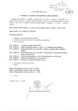 UD 076 - Informace o konání 4. zasedání Zastupitelstva města Ralsko