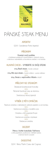 Pánské steak menu