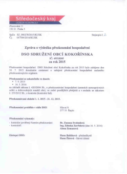 Zpráva o výsledku přezkoumání hospodaření DSO Sdružení obcí