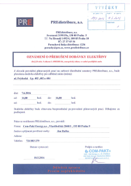 přeru&scaron;en&iacute; dod&aacute;vky elektřiny