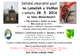 Dětská vikariátní pouť na Lomeček u Vodňan v sobotu 28. 5. 2016