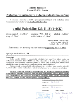Nabídka volného bytu v domě zvláštního určení