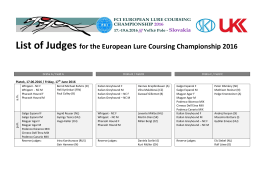List of Judges for the European Lure Coursing Championship 2016