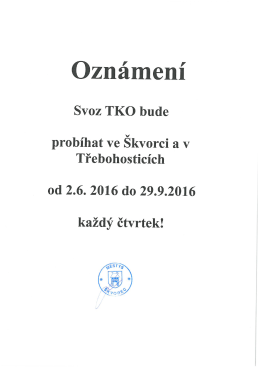 Svoz TKO každ&yacute; čtvrtek