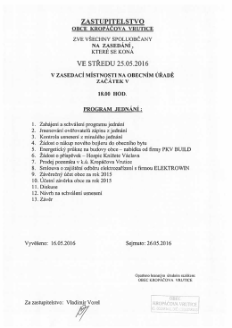 Pozvánka na ZO dne 25.5.2016