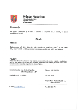 Záměr prodat část pozemku
