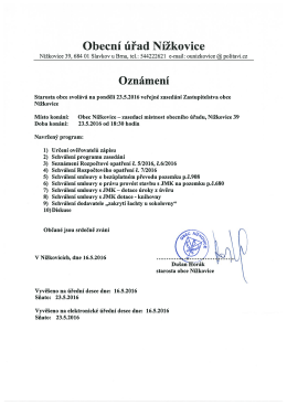 Oznámení - veře