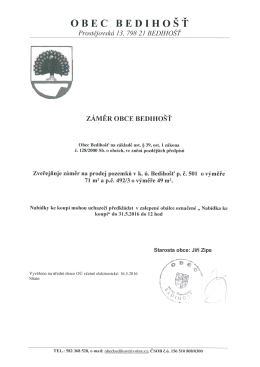 Záměr na prodej pozemku p.č. 501 a 492/3 v