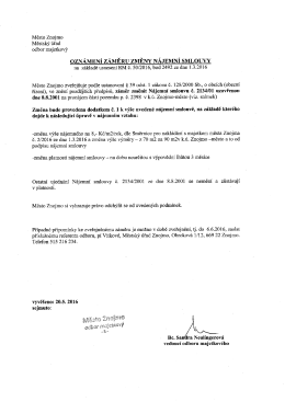 Oznámení záměru změny nájemní smlouvy