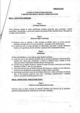 Prilog: Prednacrt Zakona o poslovnim zonama u Brčko distriktu BiH