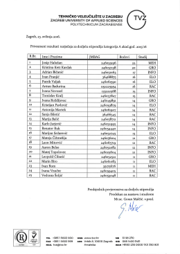 Stipendije A - TVZ-a