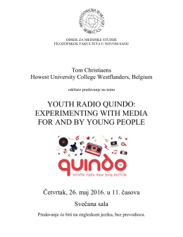 Predavanje "Youth radio Quindo: Experimenting with media for and