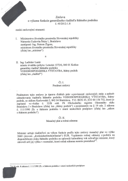 Zmluva o výkone funkcie generálneho riaditeľa štátneho podniku č