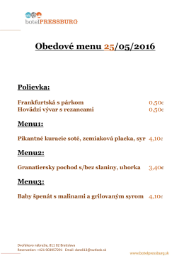 Obedové menu 25/05/2016