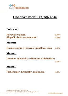 Obedové menu 27/05/2016