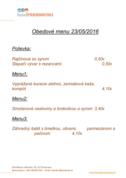 Obedové menu 23/05/2016