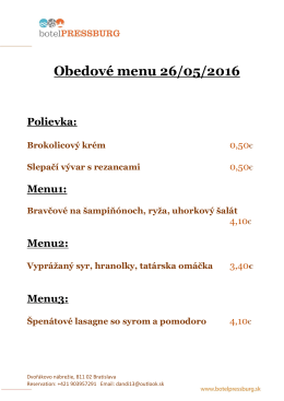 Obedové menu 26/05/2016