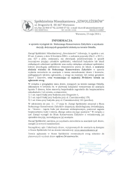 informacja z 23.05.2016 r. w sprawie wystąpień do Stołecznego