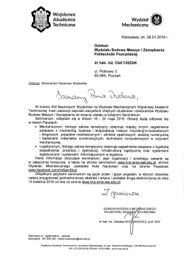 Wojskowa - Wydział Budowy Maszyn i Zarządzania