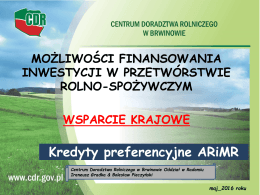 Kredyty preferencyjne ARiMR - Centrum Doradztwa Rolniczego w