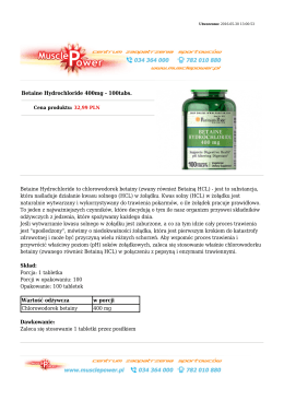 Betaine Hydrochloride 400mg - 100tabs. Betaine