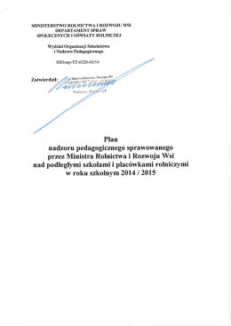 Plan nadzoru - Ministerstwo Rolnictwa i Rozwoju Wsi