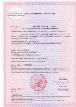 Zezwolenie nr 009618 na wykonywanie zawodu