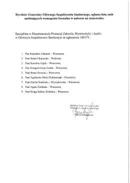 Lista os&oacute;b spełniających wymagania formalne w naborze na