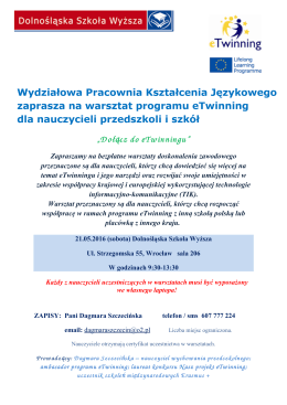 Dołącz do eTwinningu - Dolnośląska Szkoła Wyższa
