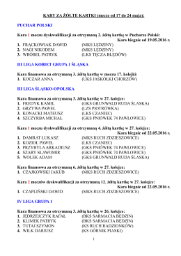 Kary za żółte kartki (mecze od 17 do 24 maja)