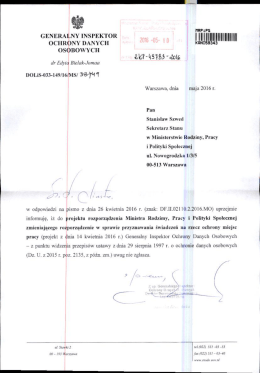 GIODO - brak uwag - Ministerstwo Rodziny, Pracy i Polityki Społecznej