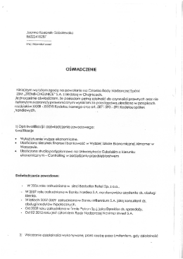 Oswiadczenie Joanna Kosiorek-Sobolewska