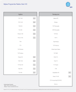 Page 1 Wykaz Programów Pakietu Start HD Ogólne Tematyczne T