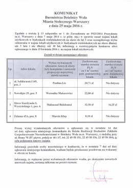 Komunikat burmistrza z dnia 25.05.2016 r. o rozstrzygnięciu