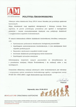 Polityka środowiskowa - Producent opakowań kartonowych