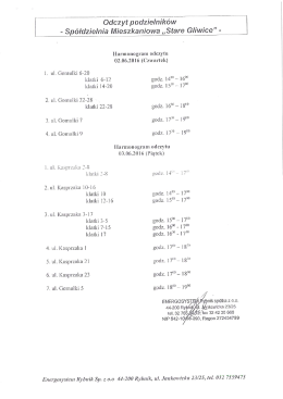 harmonogram odczytu podzielnik&oacute;w ciepła