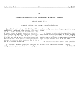 Page 1 Monitor Polski Nr 4 49 – Poz. 25 i 26 26 ZARZĄDZENIE