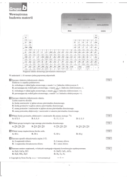 Test Chemia Nowej Ery II - Wewnętrzna budowa Materii Grupa B