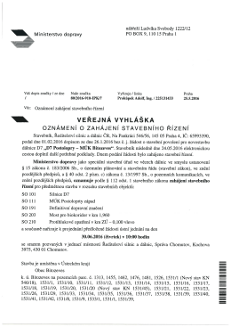Veřejná vyhláška - oznámení o zahájení stavebního řízení "D7