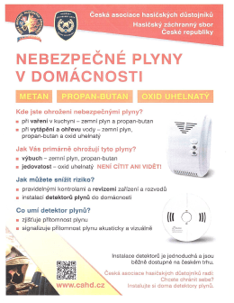 Informace - nebezpečné plyny v domácnosti